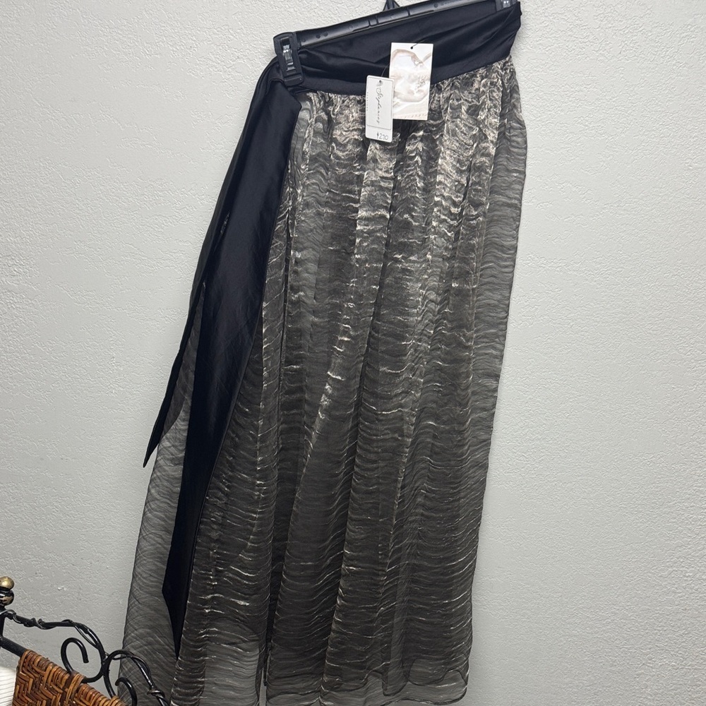 Randi & Will Black and Silver Sheer Long Skirt